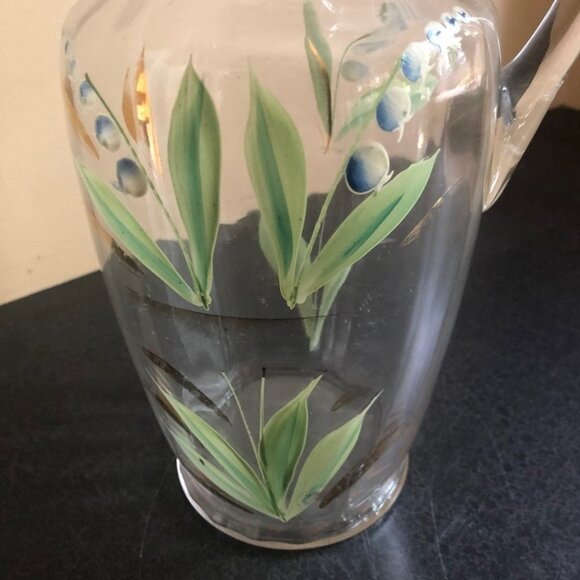 Antique Ruffled Edge Hand Painted Pitche - Picture 7 of 8